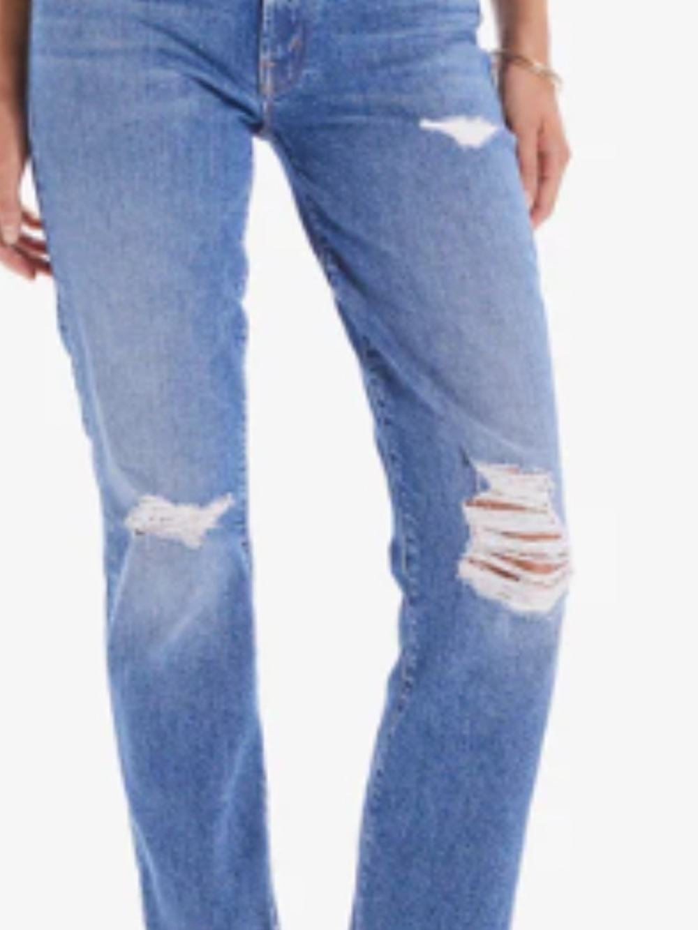 MOTHER Blue Distressed Flare Jeans Insider Anklet size 27